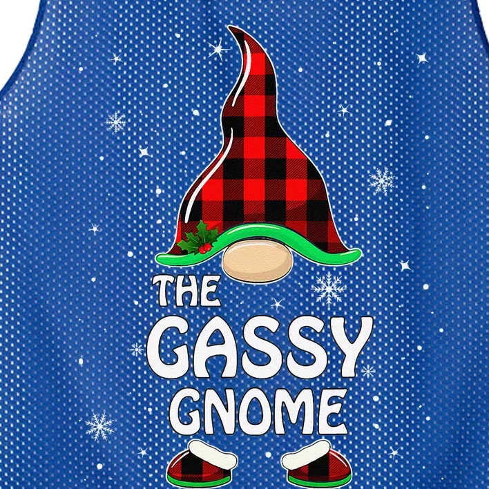 Gassy Gnome Buffalo Plaid Matching Family Christmas Mesh Reversible Basketball Jersey Tank