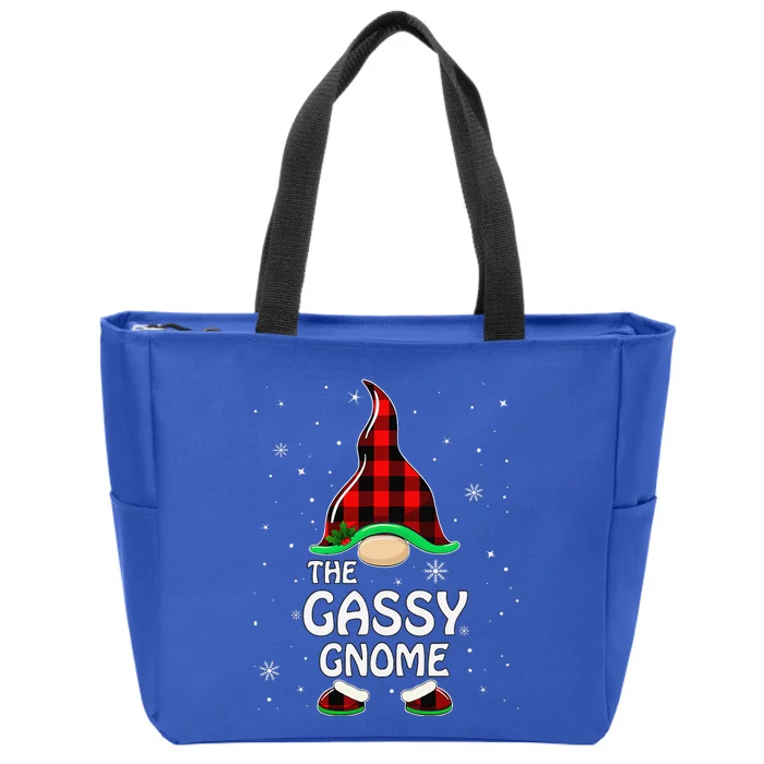 Gassy Gnome Buffalo Plaid Matching Family Christmas Zip Tote Bag