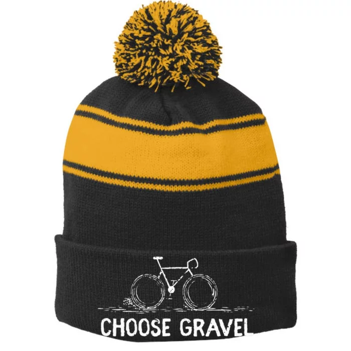 Gravel Grind Bike Cycling Stripe Pom Pom Beanie