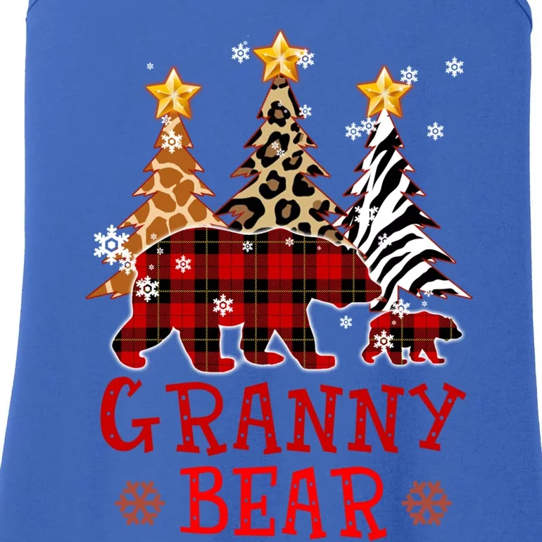 Grandma Granny Bear Xmas Tree Pj Leopard Buffalo Plaid Funny Gift Ladies Essential Tank