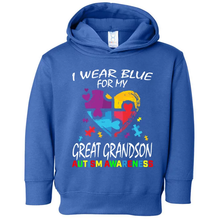 Grandma Grandpa Blue For My Great Grandson Autism Awareness Great Gift Toddler Hoodie