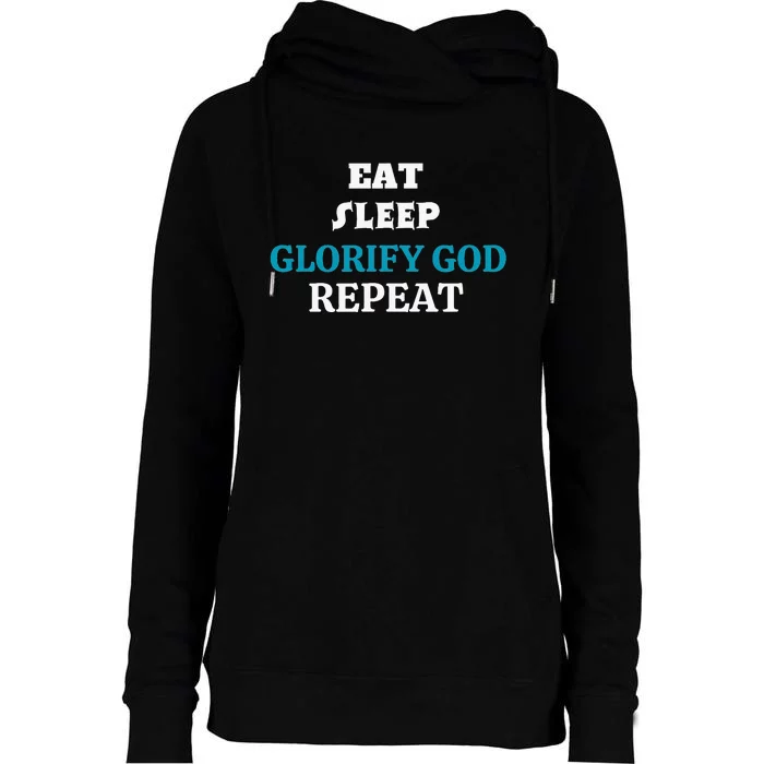 Glorify God. Christian Womens Funnel Neck Pullover Hood