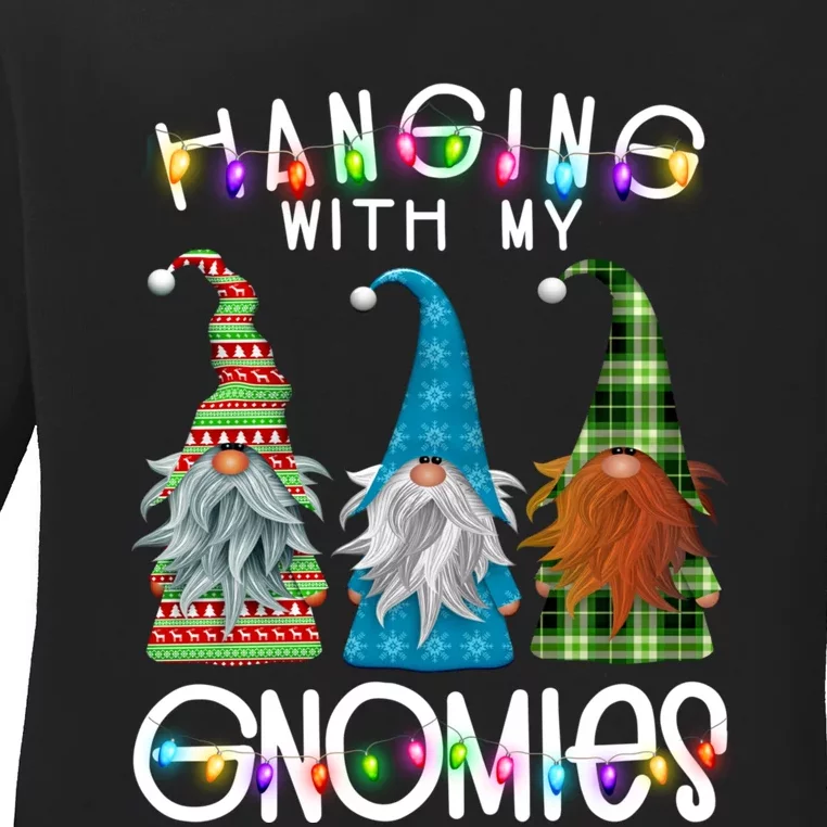 Garden Gnome Christmas Hanging With My Gnomies Ladies Long Sleeve Shirt