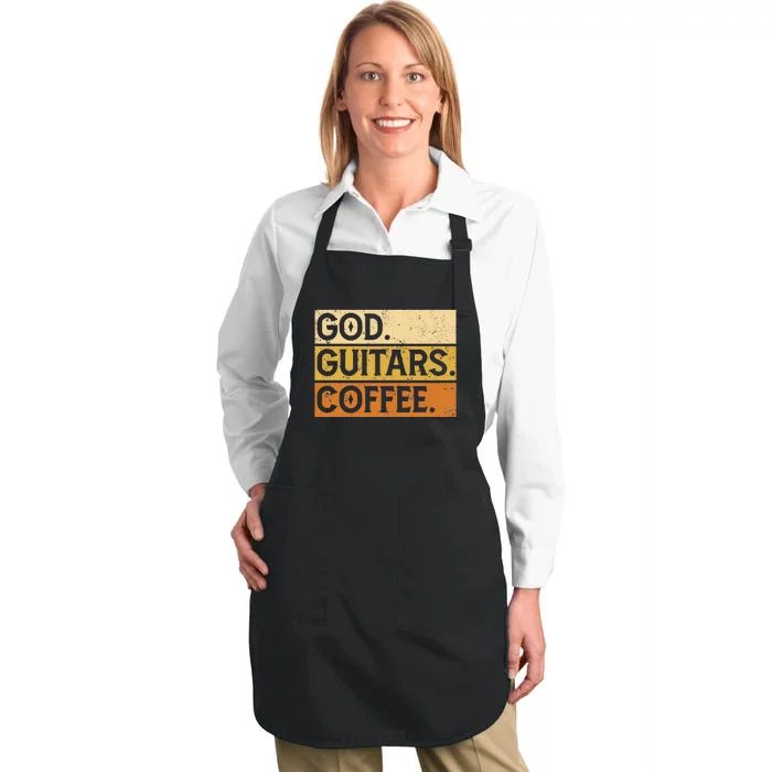 God. Guitars. Coffee Christian Religion Drinks Full-Length Apron With Pocket