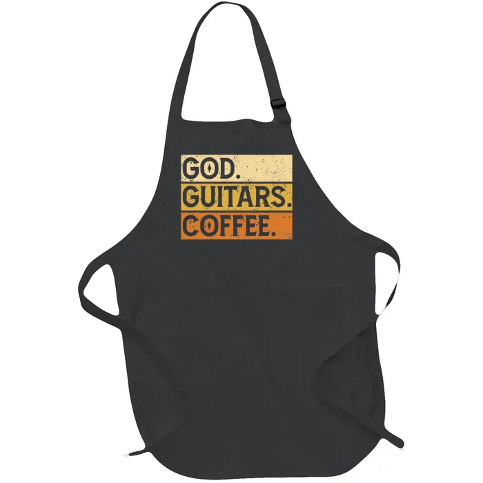 God. Guitars. Coffee Christian Religion Drinks Full-Length Apron With Pocket