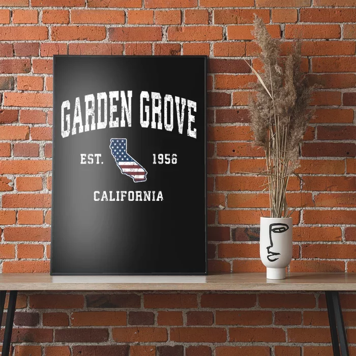 Garden Grove California Ca Vintage American Flag Established Design Poster