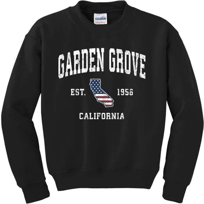 Garden Grove California Ca Vintage American Flag Established Design Kids Sweatshirt