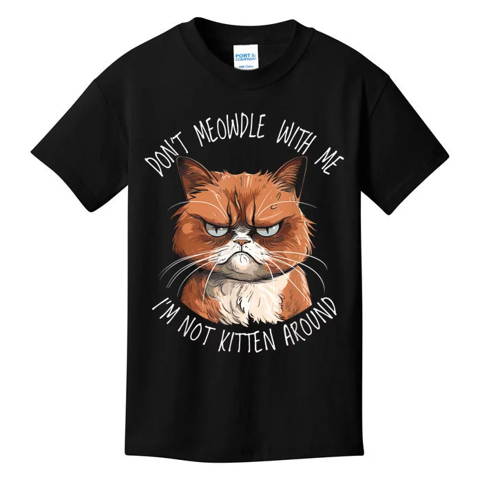 Grumpy Ginger Cat DonT Meowdl With Me IM Not Kitten Around Kids T-Shirt