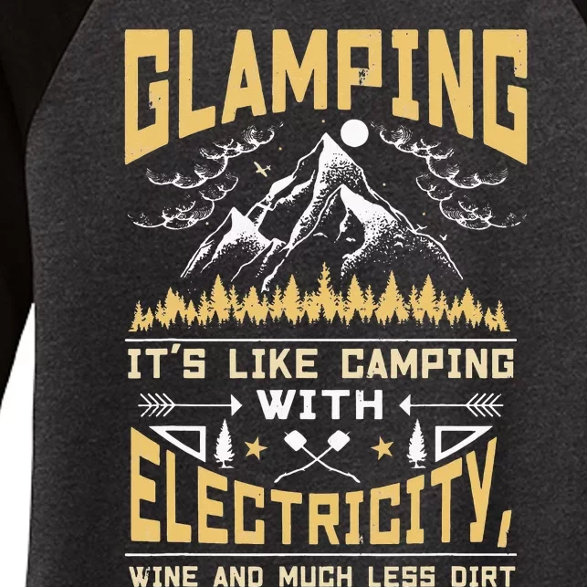 Gift Glamping Camping Wine Camper Happy Glamper Women's Tri-Blend 3/4-Sleeve Raglan Shirt