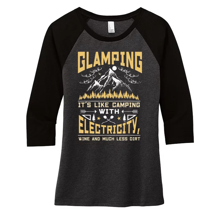 Gift Glamping Camping Wine Camper Happy Glamper Women's Tri-Blend 3/4-Sleeve Raglan Shirt