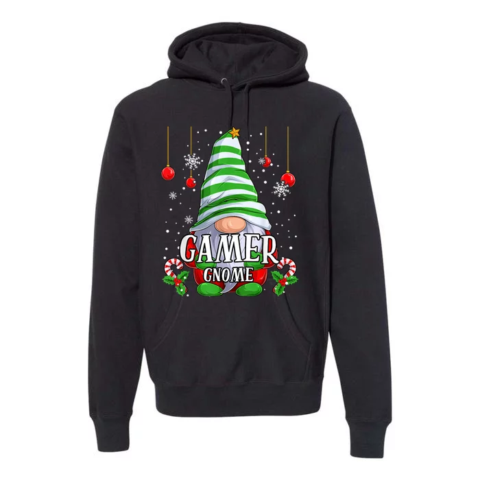 Gamer Gnome Christmas Pajamas Matching Family Group Premium Hoodie