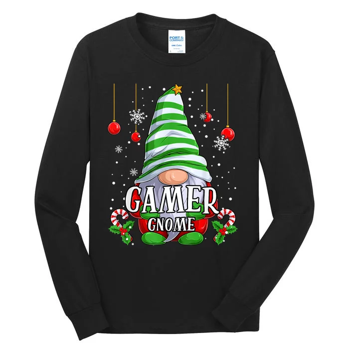 Gamer Gnome Christmas Pajamas Matching Family Group Tall Long Sleeve T-Shirt