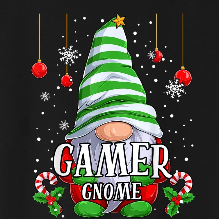 Gamer Gnome Christmas Pajamas Matching Family Group Women's Crop Top Tee