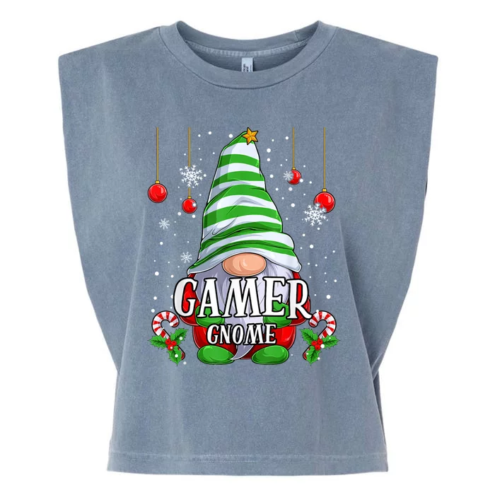 Gamer Gnome Christmas Pajamas Matching Family Group Garment-Dyed Women's Muscle Tee