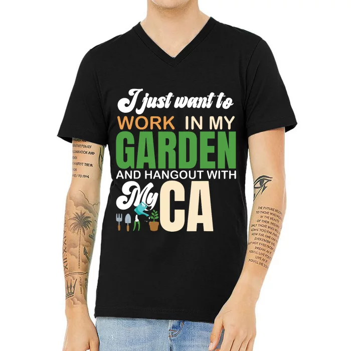 Gardening Graphic Cat Lover Gardener Garden Pet Gifts Plants V-Neck T-Shirt