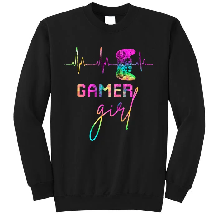 Gamer Girl Cute Heartbeat Gamer For Girl Video Game Lovers Gift Tall Sweatshirt