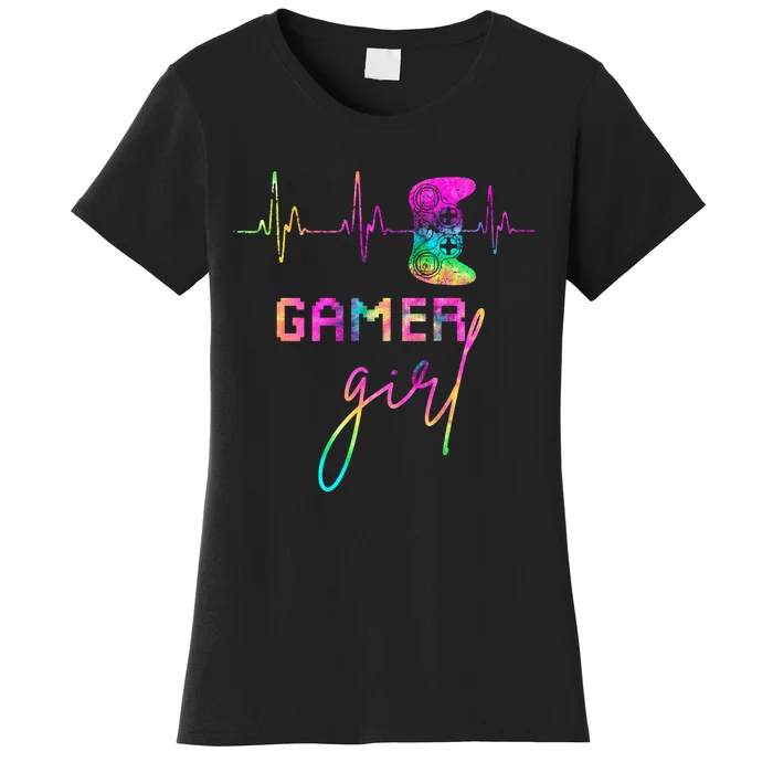 Gamer Girl Cute Heartbeat Gamer For Girl Video Game Lovers Gift Women's T-Shirt