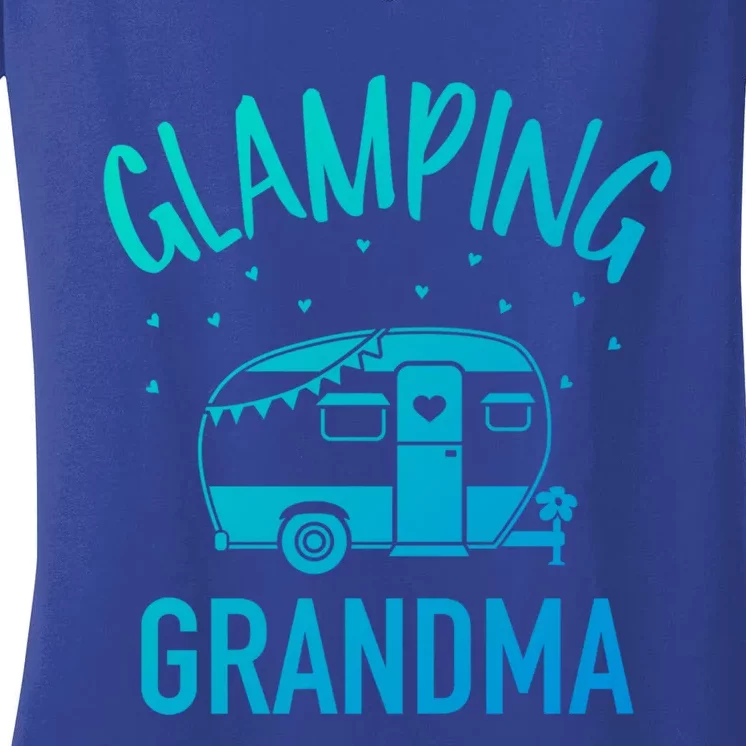 Glamping Grandma Camping Caravan Trailer Great Gift Women's V-Neck T-Shirt