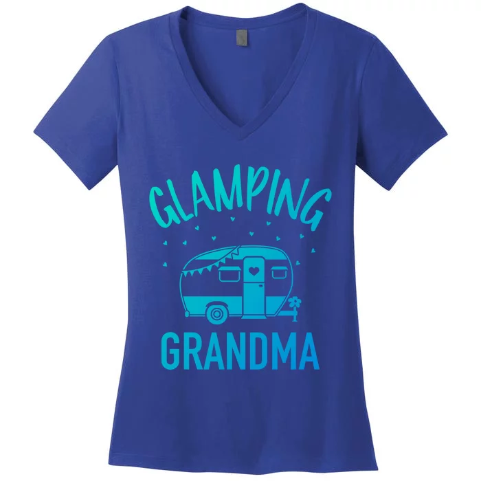 Glamping Grandma Camping Caravan Trailer Great Gift Women's V-Neck T-Shirt