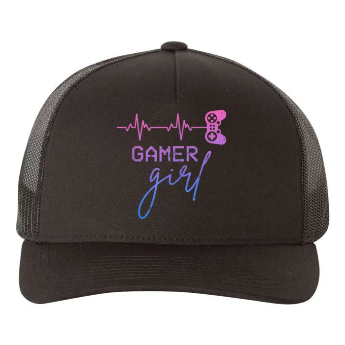 Gamer Girl Cute Heartbeat Gamer For Girl Video Game Lovers Yupoong Adult 5-Panel Trucker Hat