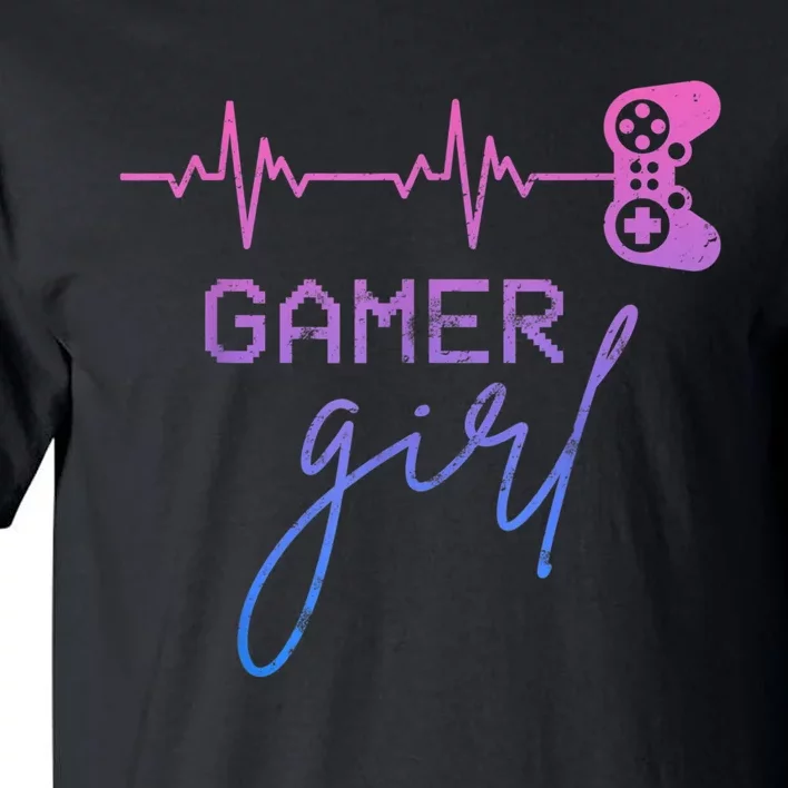 Gamer Girl Cute Heartbeat Gamer For Girl Video Game Lovers Tall T-Shirt