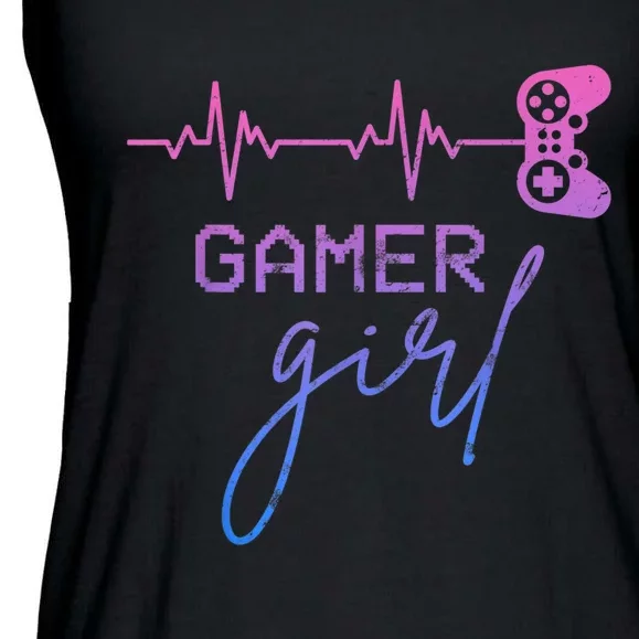 Gamer Girl Cute Heartbeat Gamer For Girl Video Game Lovers Ladies Essential Flowy Tank