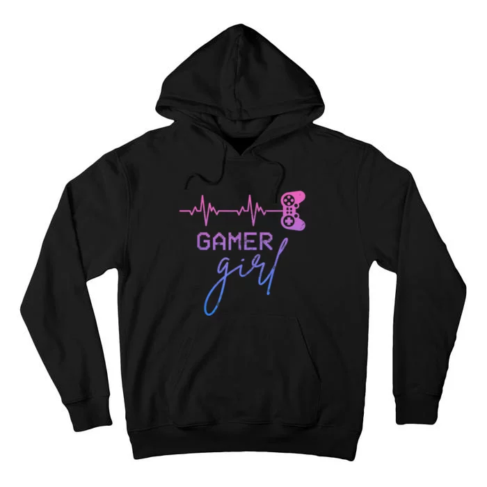 Gamer Girl Cute Heartbeat Gamer For Girl Video Game Lovers Tall Hoodie