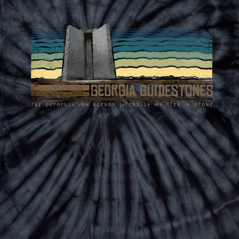 Georgia Guidestones Depopulation Written In Stone Retro Tie-Dye T-Shirt