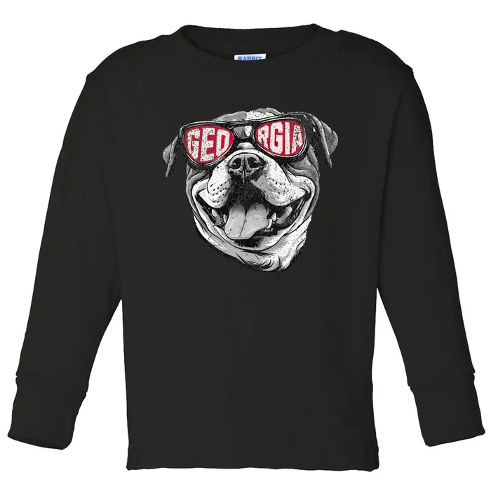 Ga Georgia Dog Sport Lovers Toddler Long Sleeve Shirt