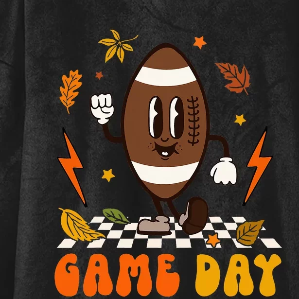 Groovy Game Day Football Vibes Tis The Season Thanksgiving Hooded Wearable Blanket