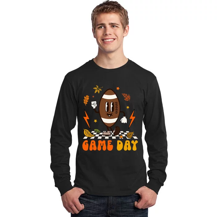 Groovy Game Day Football Vibes Tis The Season Thanksgiving Tall Long Sleeve T-Shirt