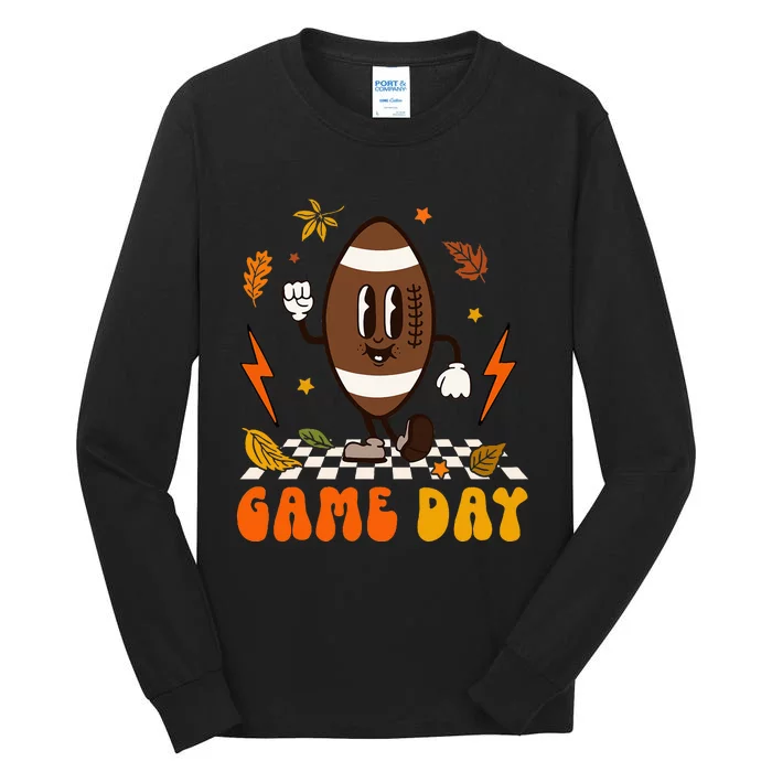 Groovy Game Day Football Vibes Tis The Season Thanksgiving Tall Long Sleeve T-Shirt