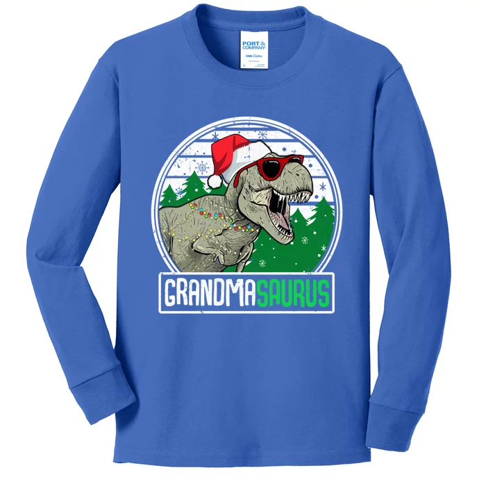 Grandmasaurus Grandma Dinosaur Trex Family Christmas Cool Gift Kids Long Sleeve Shirt