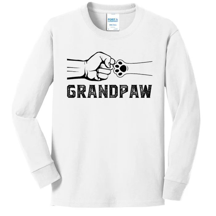 Grandpaw Grandpa Dog Grandpaw Appreciation Kids Long Sleeve Shirt