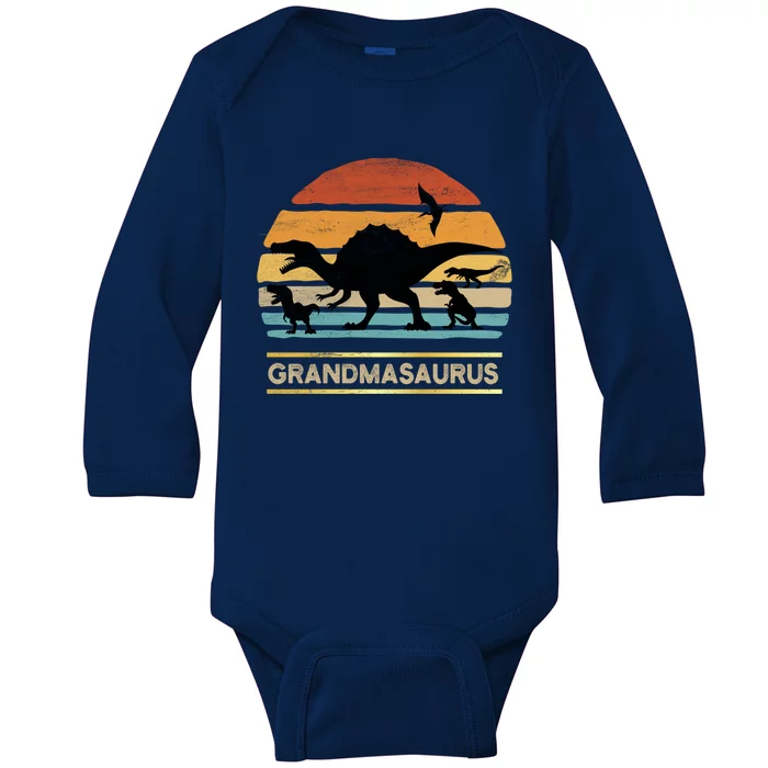 Grandmasaurus Grandma Dinosaur Saurus Christmas Halloween Gift Baby Long Sleeve Bodysuit