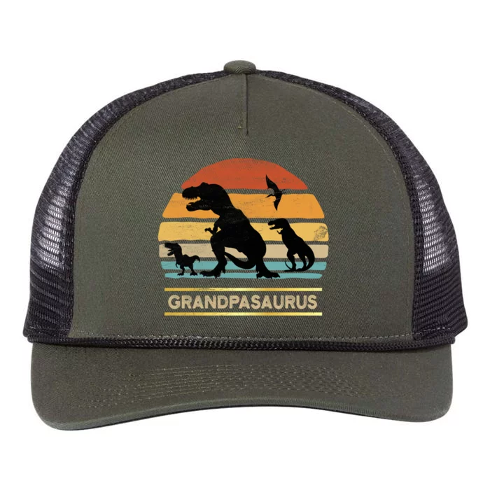 Grandpasaurus Grandpa Dinosaur Saurus Christmas Halloween Gift Retro Rope Trucker Hat Cap