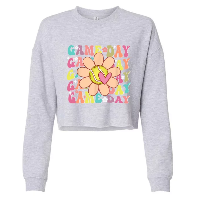 Groovytennis Game Day Team Sports Tennis Mom Game Day Gift Cropped Pullover Crew