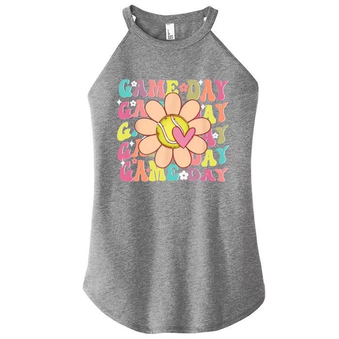 Groovytennis Game Day Team Sports Tennis Mom Game Day Gift Women’s Perfect Tri Rocker Tank