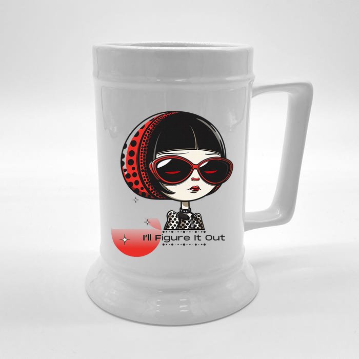 Goth Girl Edgy Muse ILl Figure It Out Front & Back Beer Stein