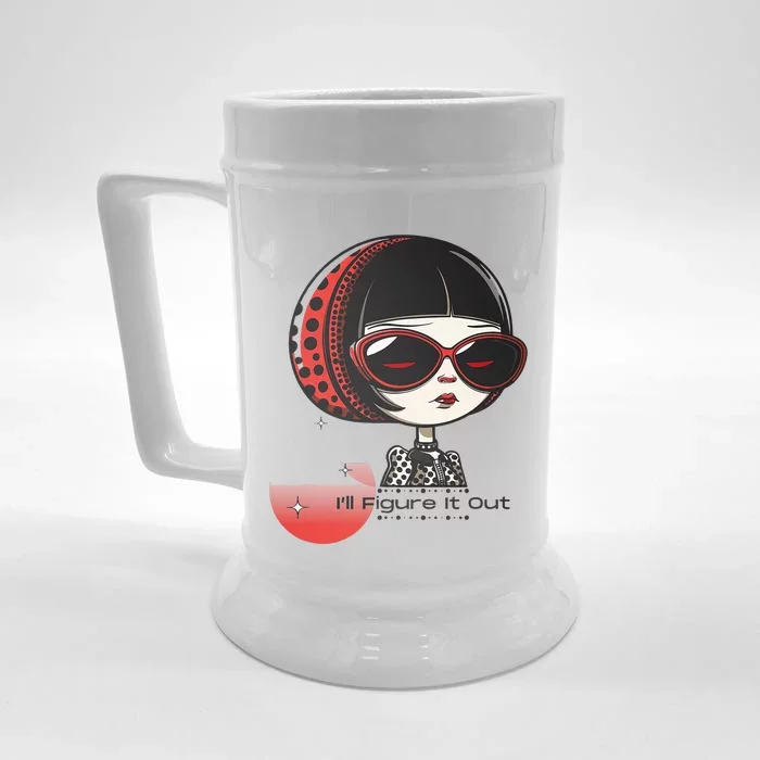 Goth Girl Edgy Muse ILl Figure It Out Front & Back Beer Stein