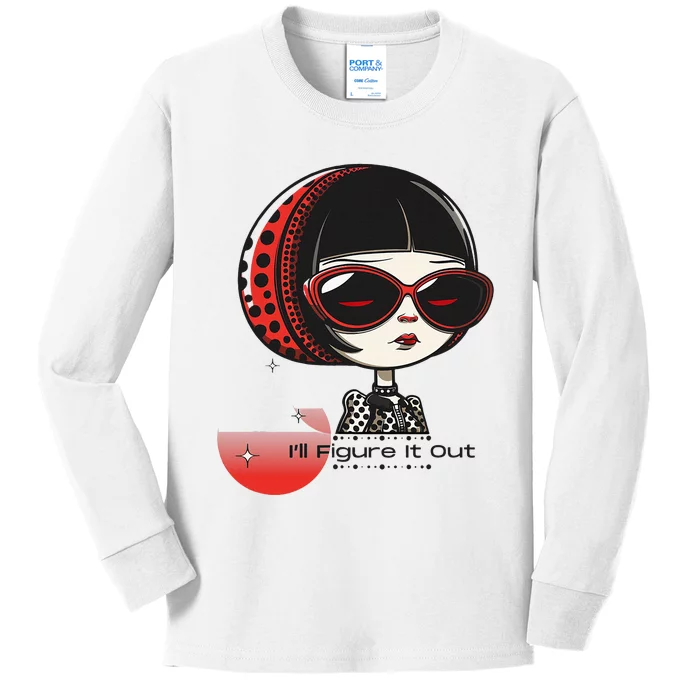 Goth Girl Edgy Muse ILl Figure It Out Kids Long Sleeve Shirt