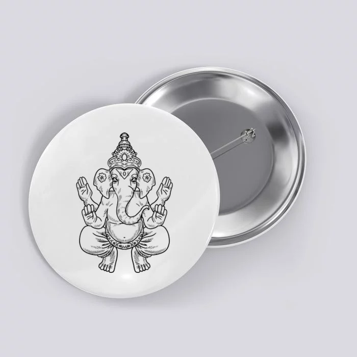 Ganesh God Elephant Indian Animal Yoga Hindu Gift Button