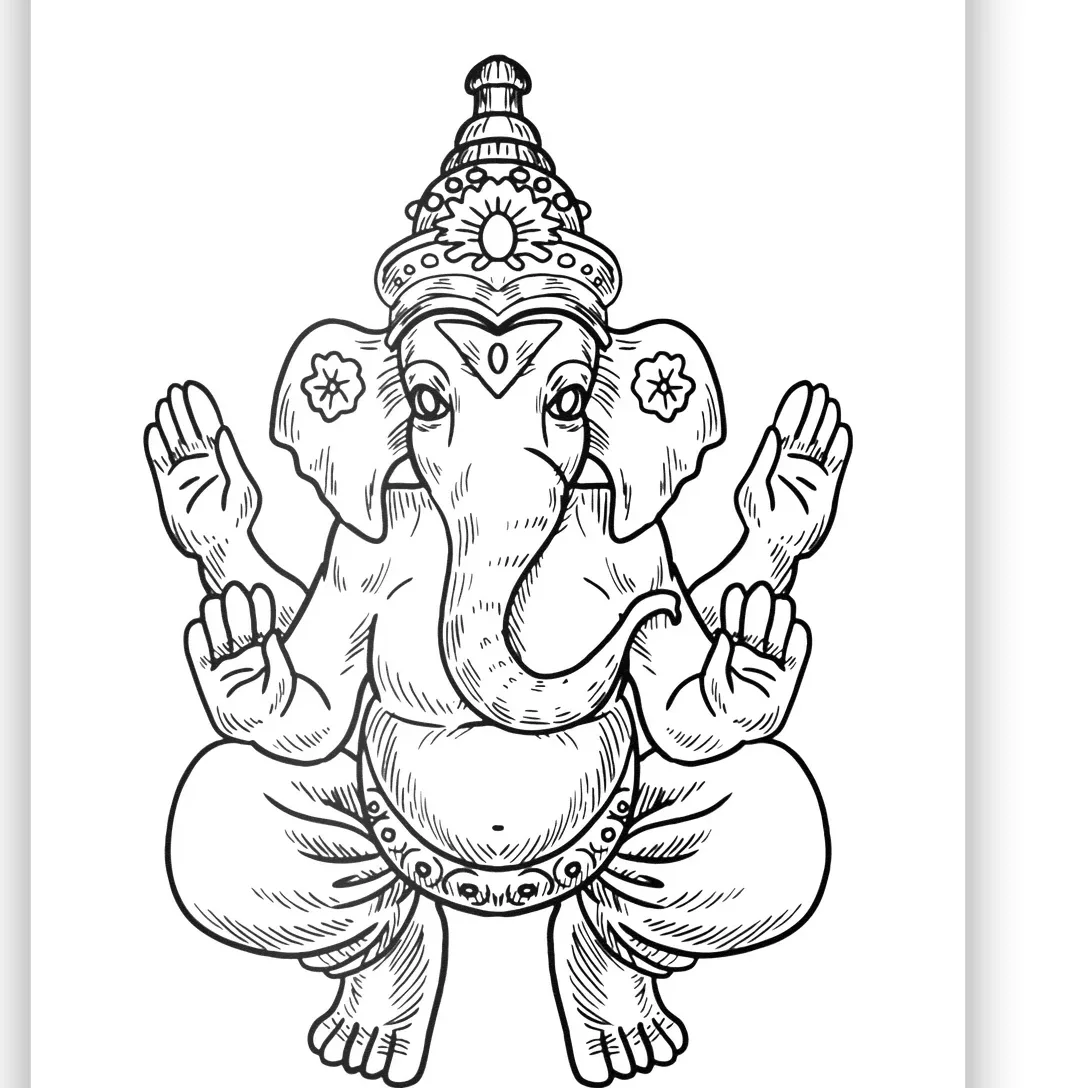 Ganesh God Elephant Indian Animal Yoga Hindu Gift Poster