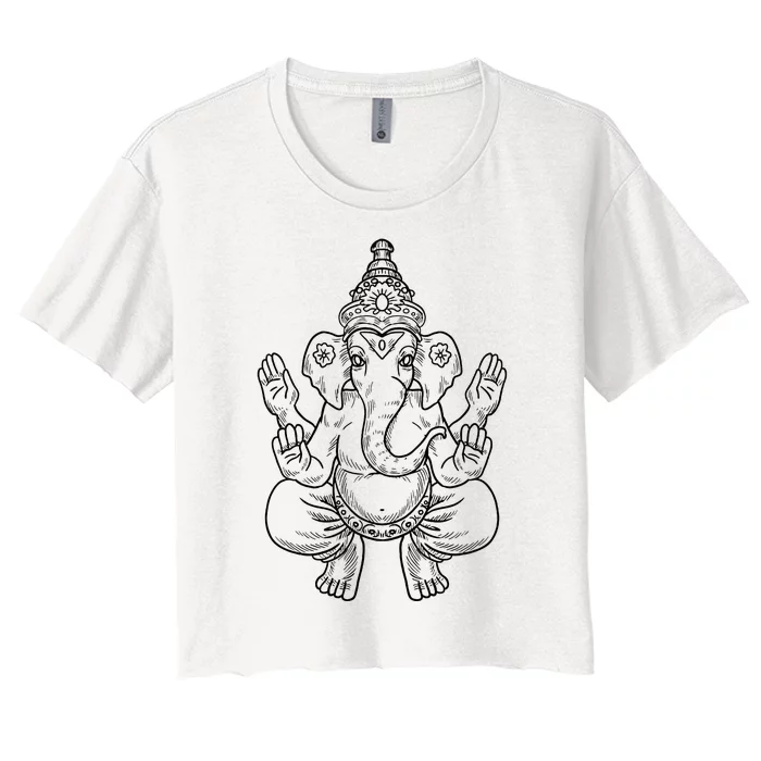 Ganesh God Elephant Indian Animal Yoga Hindu Women's Crop Top Tee