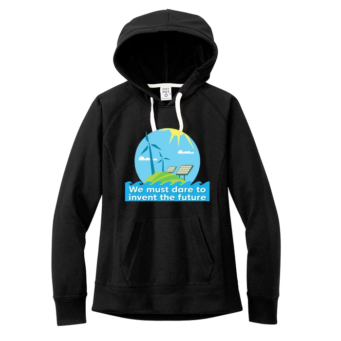 Go Green Earth Day Renewable Energy Sun Solar Wind Power Women's Fleece Hoodie