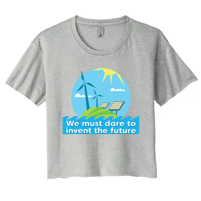 Go Green Earth Day Renewable Energy Sun Solar Wind Power Women's Crop Top Tee