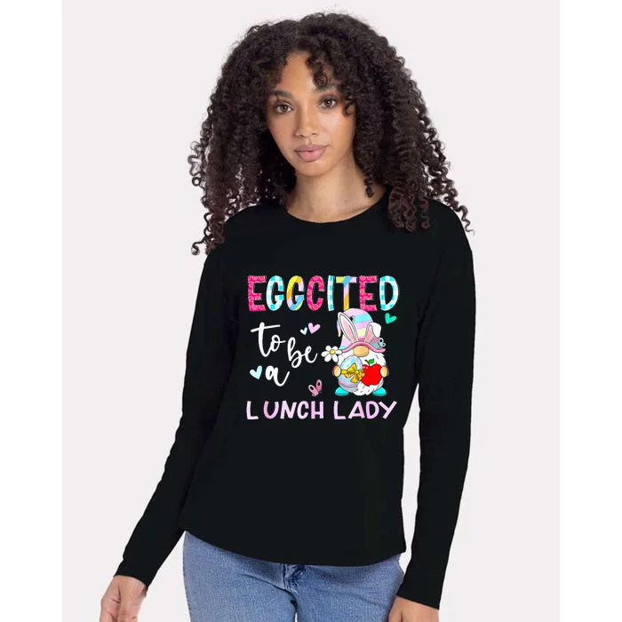 Gifts Gnome Eggcited To Be Lunch Lady Bunny Easter Matching Womens Cotton Relaxed Long Sleeve T-Shirt