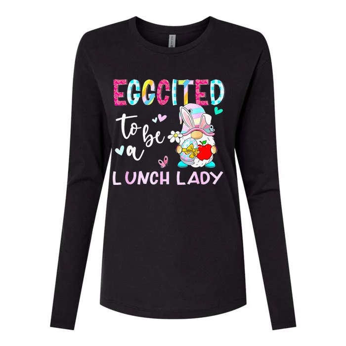 Gifts Gnome Eggcited To Be Lunch Lady Bunny Easter Matching Womens Cotton Relaxed Long Sleeve T-Shirt