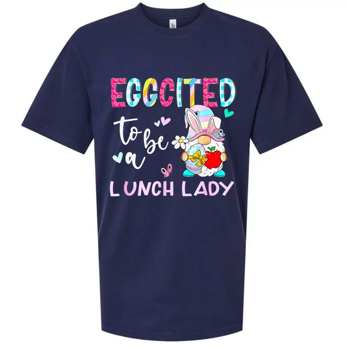 Gifts Gnome Eggcited To Be Lunch Lady Bunny Easter Matching Sueded Cloud Jersey T-Shirt