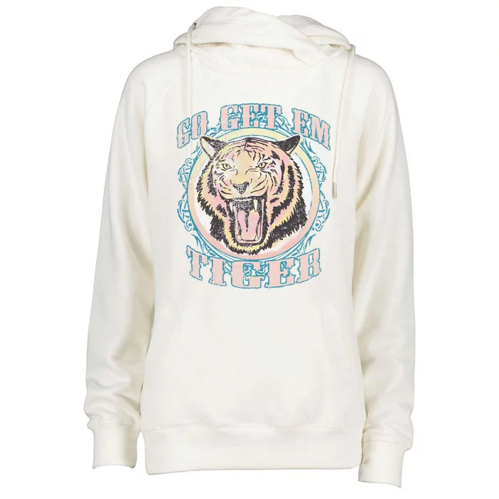 Go Get Em Tiger Bohemian Vintage Graphic Womens Funnel Neck Pullover Hood